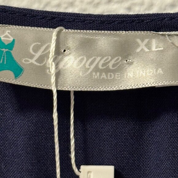 Layogee Womens XL Navy Blue Embellished Kaftan Dress Rayon dress. NWT - Picture 3 of 12